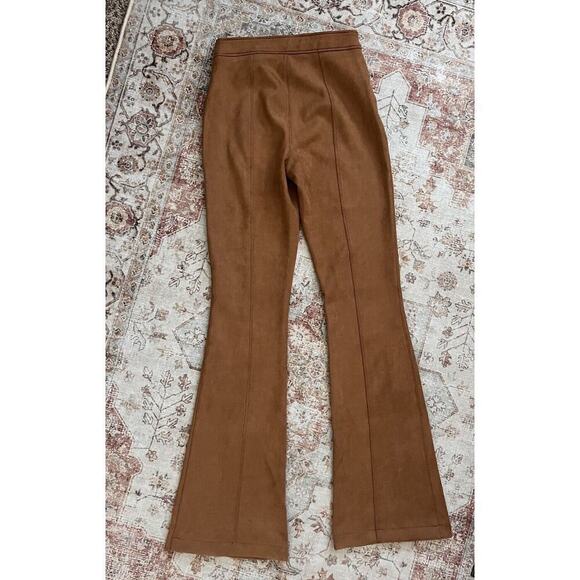 SPANX Faux Suede Flare Pull On Pants Womens Size S Stretch Caramel - Picture 7 of 7